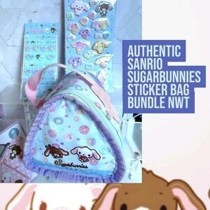 AUTHENTIC SANRIO SUGARBUNNIES ZIP POUCH STICKERS BUNDLE NEW